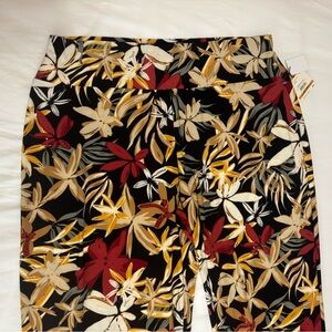 NWT Anne Klein Women's Black Multicolor Floral Print Pull-on Wide Leg Pants, 3X